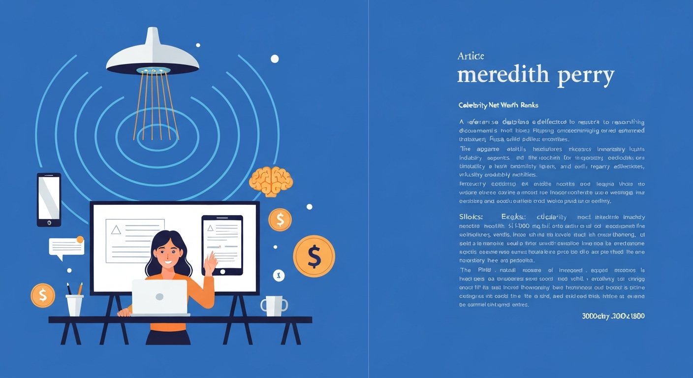 Illustration of a female tech founder with ultrasonic waves, a wearable device icon, and floating valuation symbols representing startup equity and net worth.