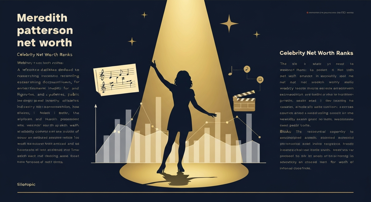 Editorial illustration of a silhouetted musical-theatre performer on a stage with financial graph overlays representing a net-worth profile.