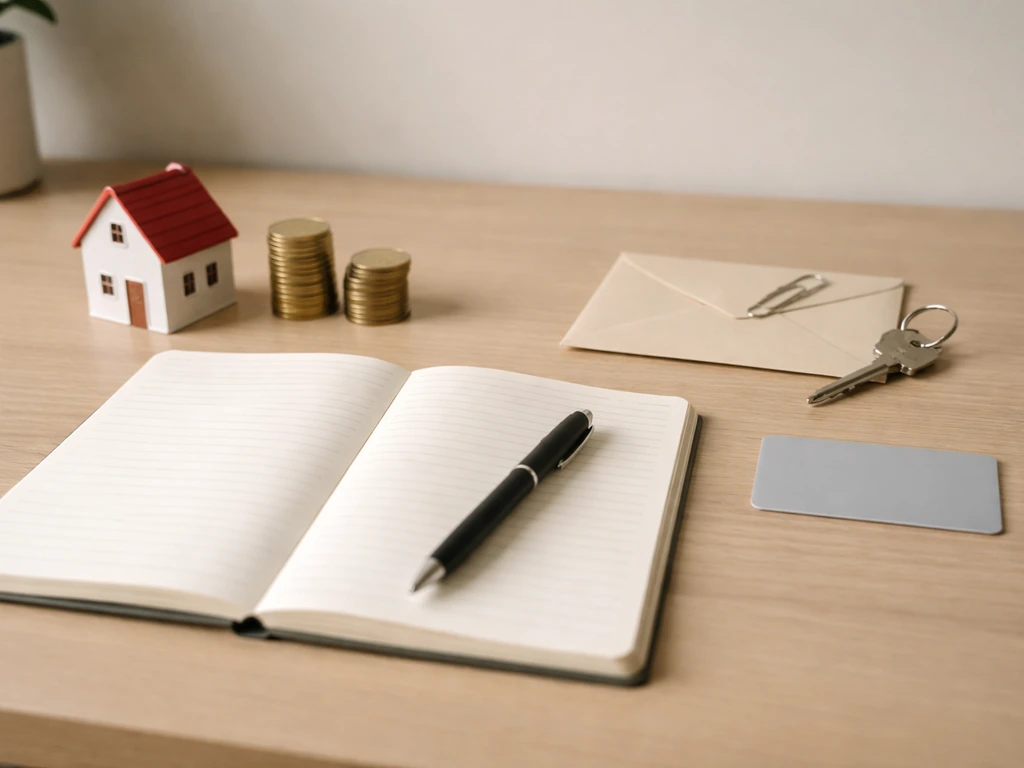 Minimal desk scene with objects symbolizing assets and liabilities for net worth explainers