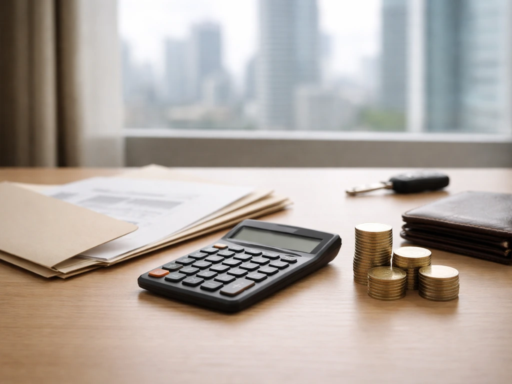 Money and documents on a desk, symbolizing calculating net worth from assets and liabilities.